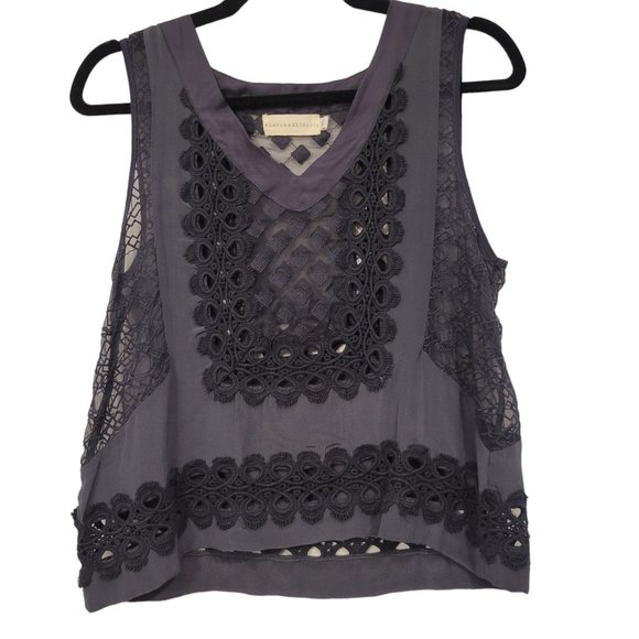 Johnny Was Tops - Johnny Was 4LoveAndLiberty Navy Blue Embroidered Sleeveless Top Size XS